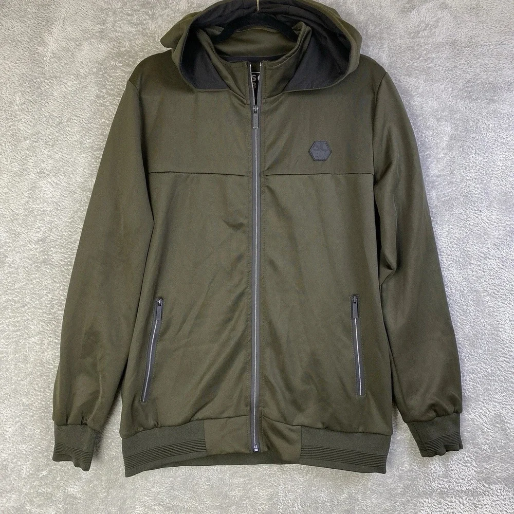 SOBK Straight Outta Brooklyn Activewear Jacket‎ Men M Olive Full-Zip Hoodie